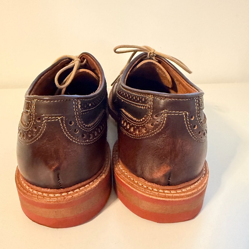 Allen Edmonds Brown Leather Wingtip Brogues with Tan Soles - Picture 7 of 16